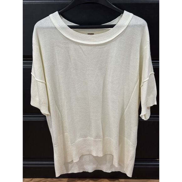 Free People Sweaters - Free People Cream Short Sleeve Oversized Scoop Neck Sweater XS